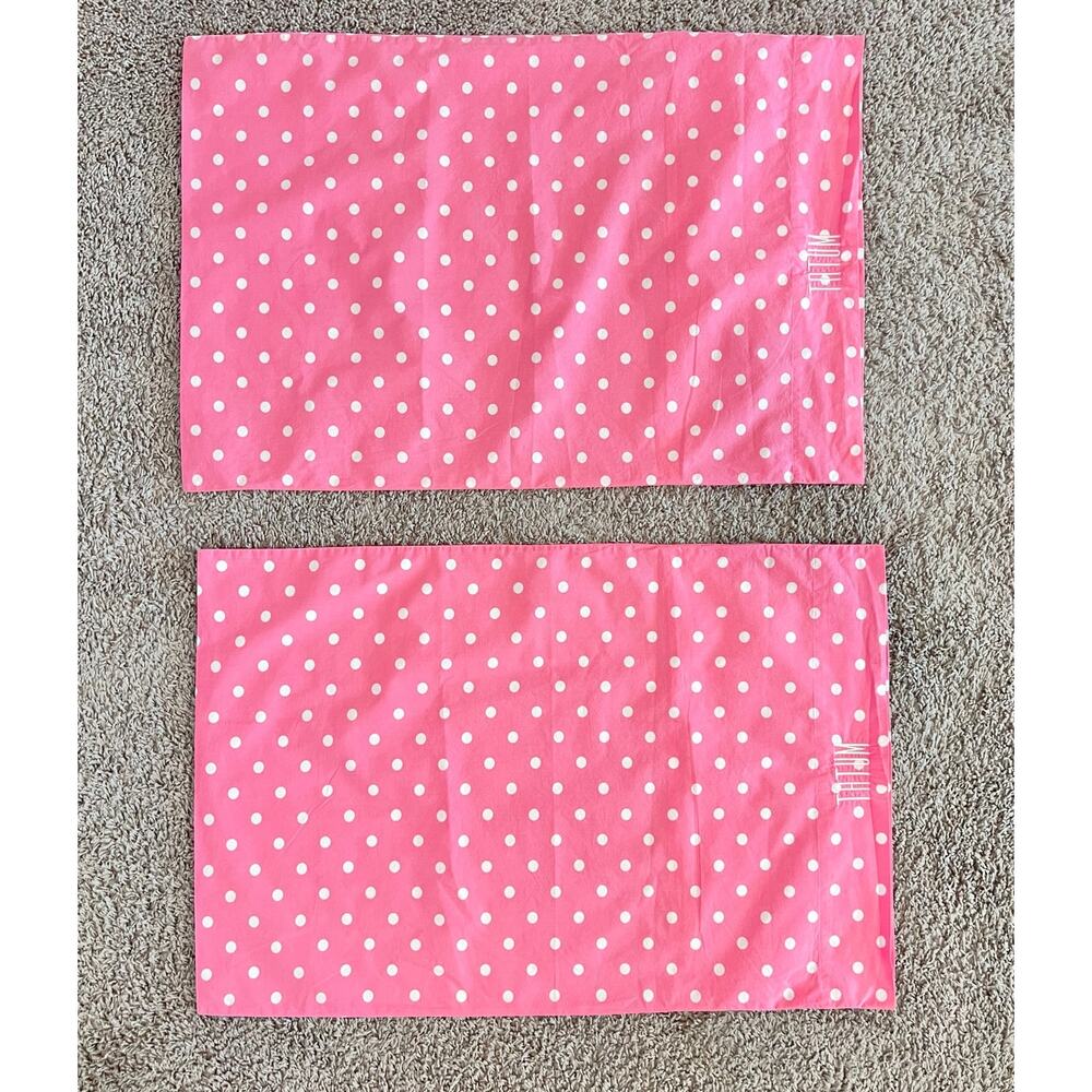 Set POTTERY BARN Teen Standard Pillowcases Pink White Polka Dot Pillowcase TATUM